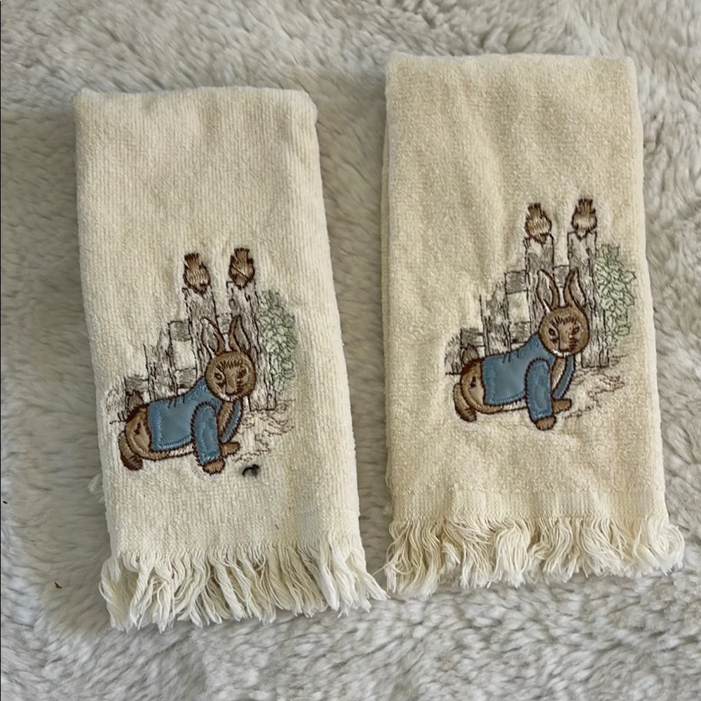 Vintage Peter Rabbit Embroidered Hand Towels